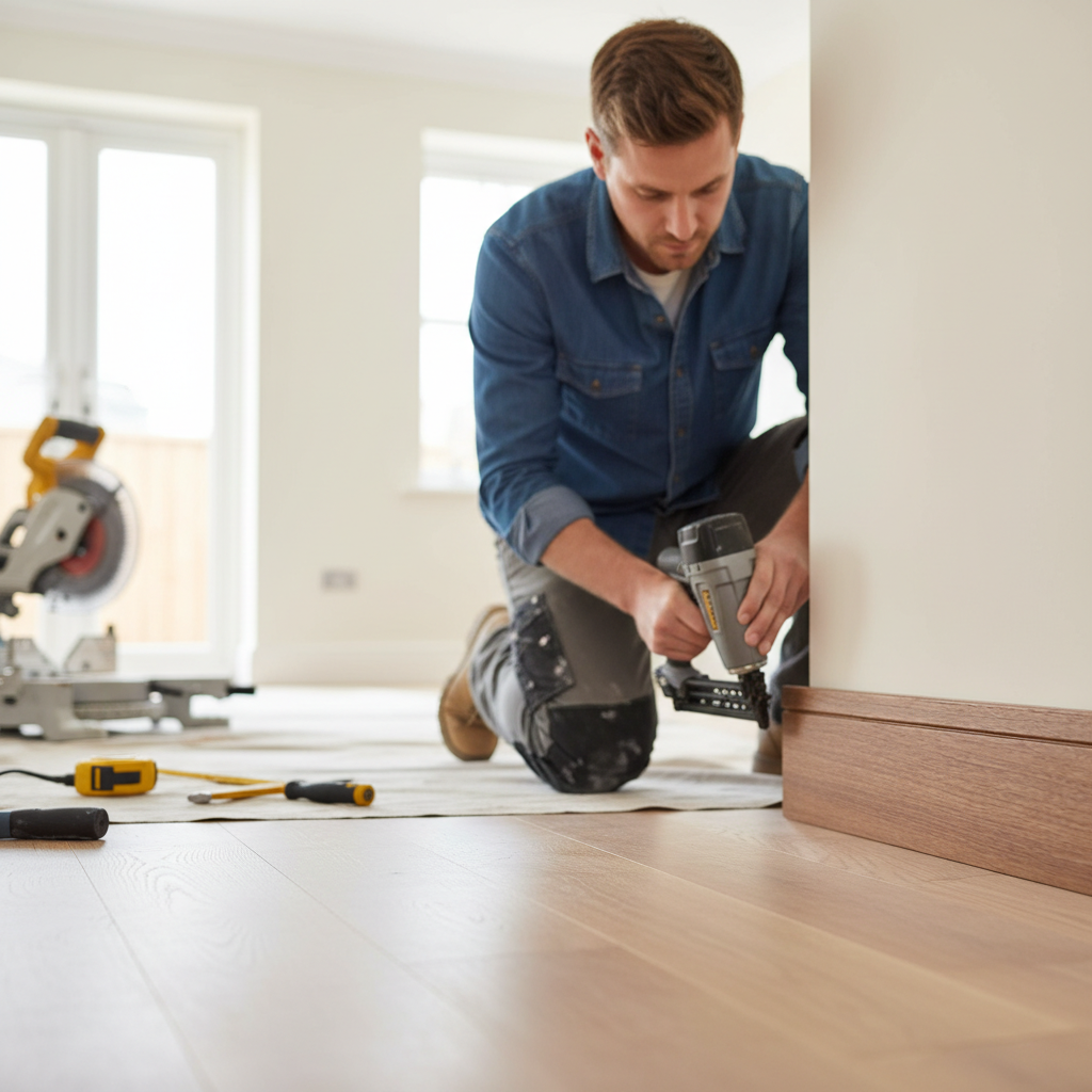 Premium Walnut Skirting Board in Shaker Style with Solid MDF Core and Real American Veneer - Fully Finished for Elegant Interiors