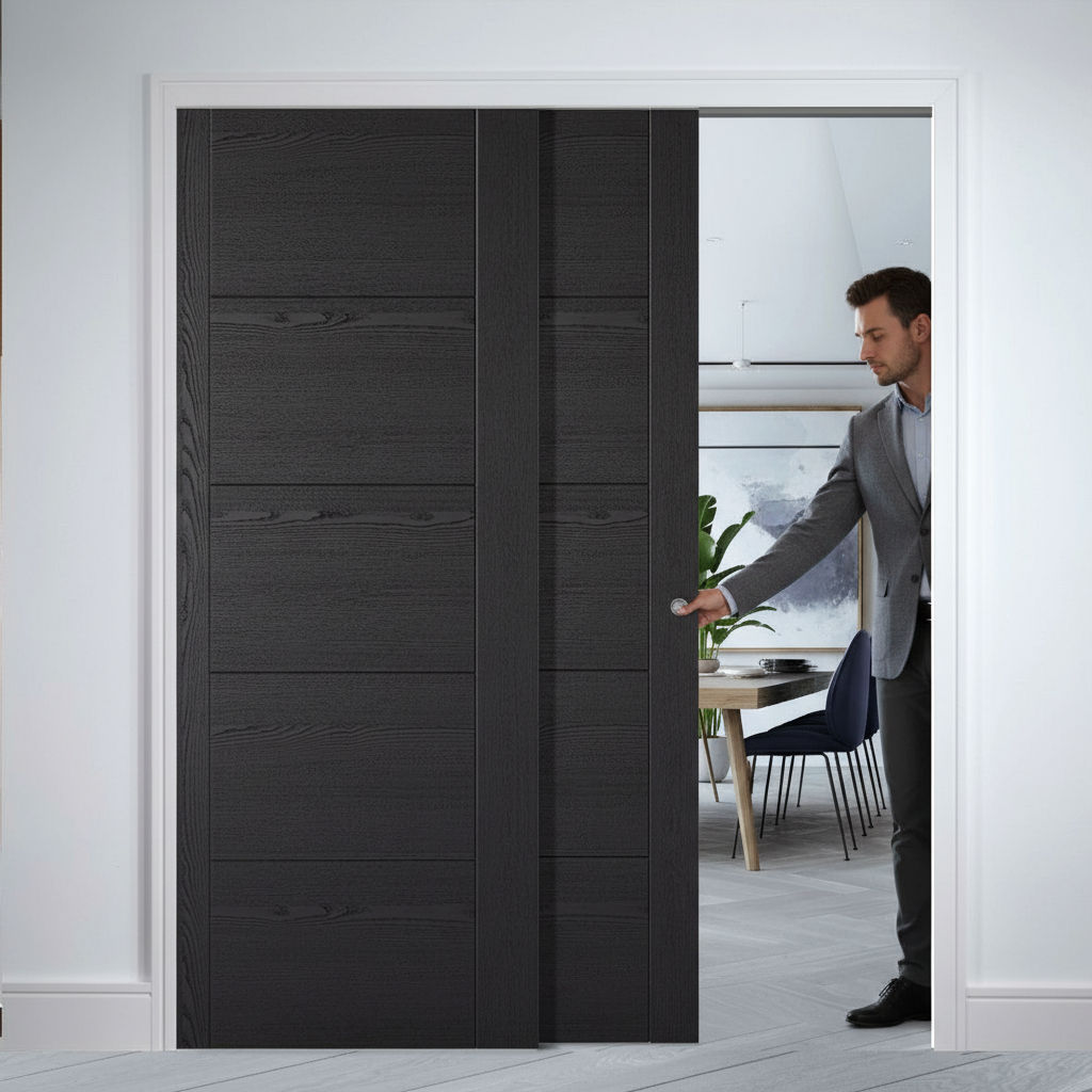 Premium Telescopic Pocket Door System with High-Quality Laminate Finish, Adjustable Doorstop, and 15-Year Guarantee