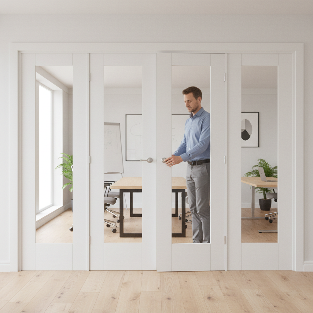 Premium Clear Glazed Room Divider with Matching Side Panels - Custom Sizes Available