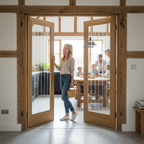 Premium Custom Made Glazed French Doors with Etched Glass - Ideal for Natural Light