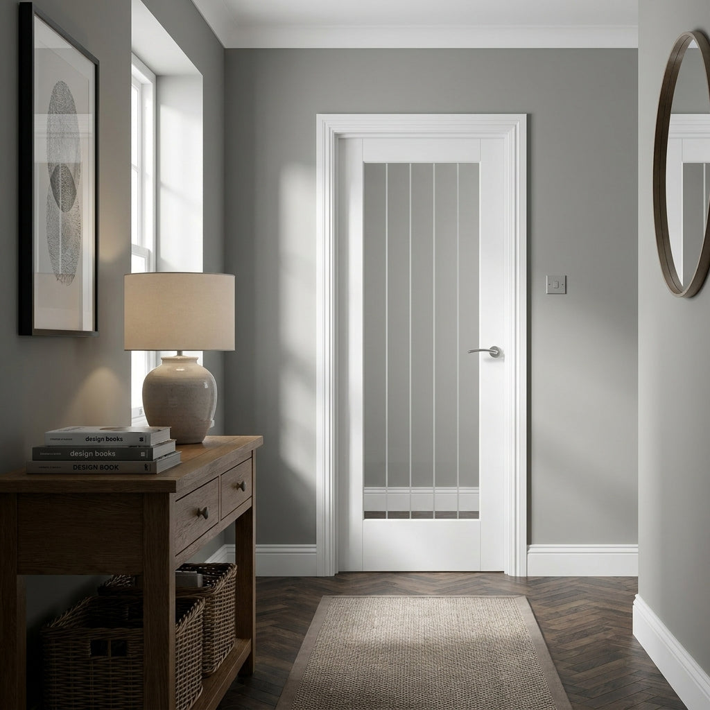 Made-to-Measure White Internal Cottage Door with 1 Light Clear Obscure Glass