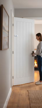 Premium Textured Vertical 5 Panel Fire Door - Half Hour Fire Rated with Engineered Strength and Stability