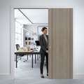 Premium Light Grey Laminate Telescopic Pocket Door System with Full Wooden Jamb Kit and Maintenance-Free Track