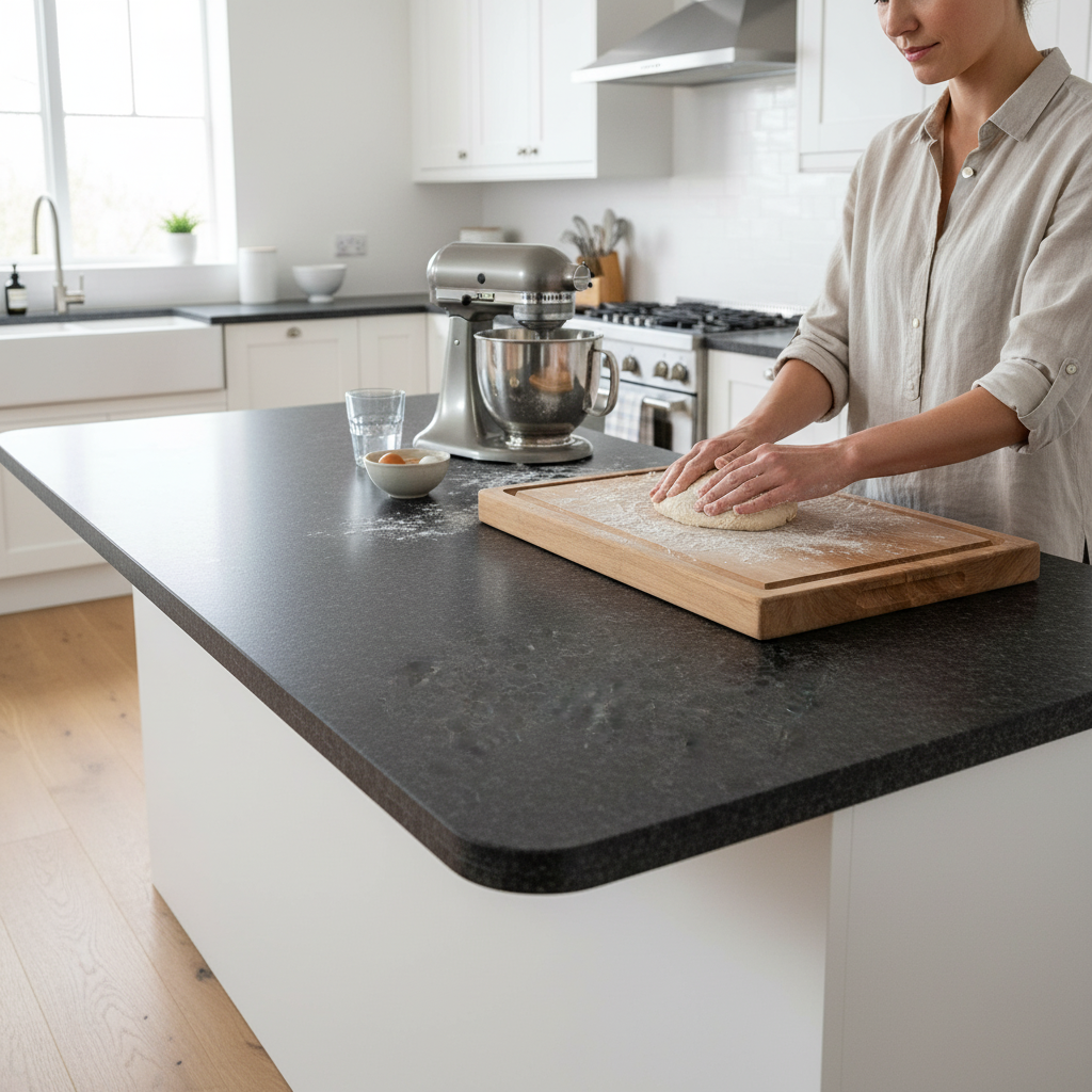 Premium Rounded Edge Laminate Worktop 3000mm x 600mm x 38mm - Striking Granite Effect for Modern Kitchens