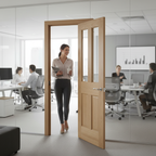 Premium Oak Glazed Internal Door with Clear Bevelled Glass and Engineered Construction for Strength and Stability