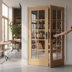 Premium Glazed Offset French Doors with Clear Glass Panes and Demi Panel Options for Customization