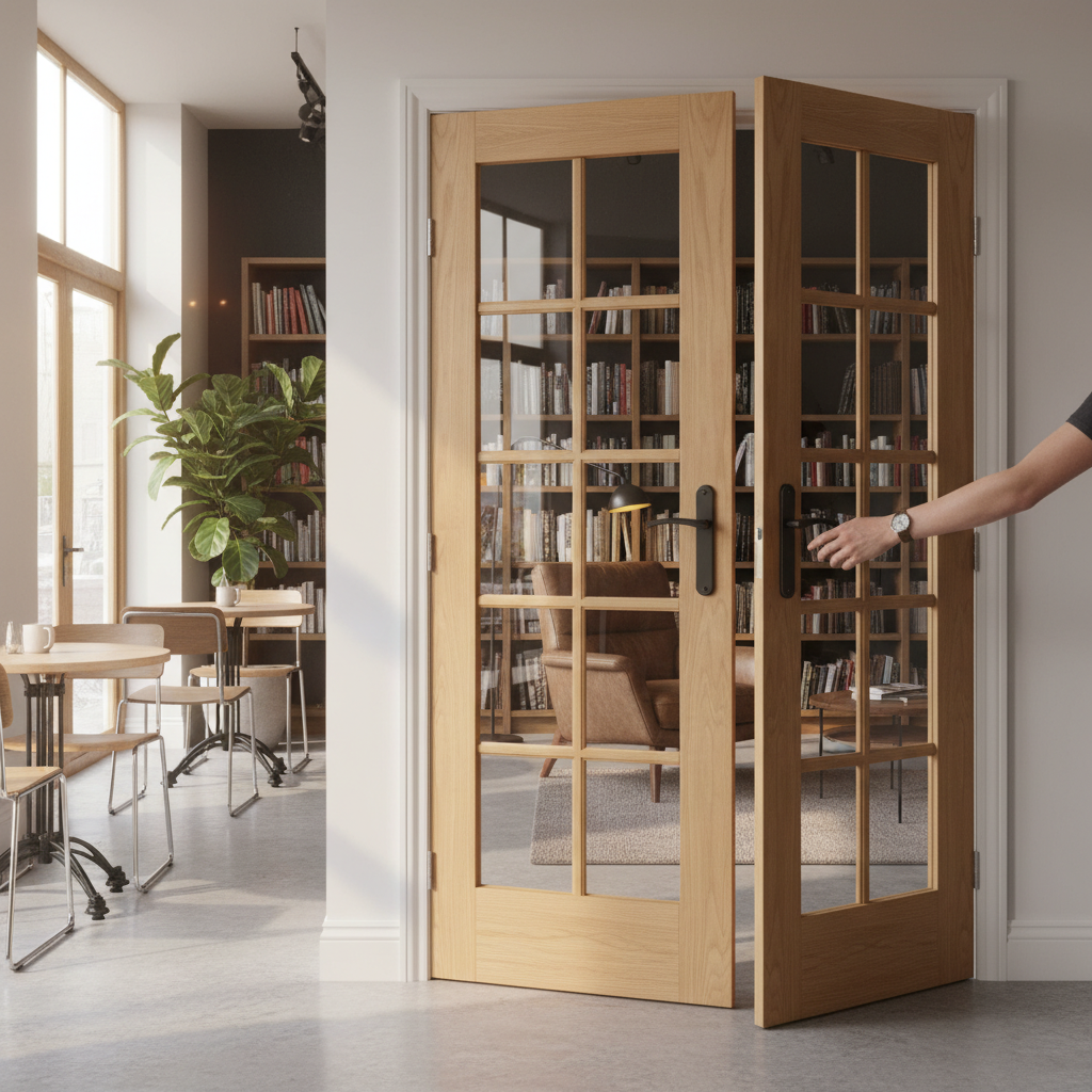 Premium Glazed Offset French Doors with Clear Glass Panes and Demi Panel Options for Customization