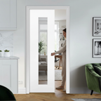 Premium Clear Glazed Long Light Pocket Door Set with Galvanised Steel Frame and Adjustable Jambs for Modern Interiors