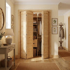 Internal Bi-fold Open Louvre Wardrobe Door Set 28mm in Clear Pine