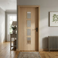 Internal Oak Laminate Door - Fully Finished with 4 Light Clear Glass