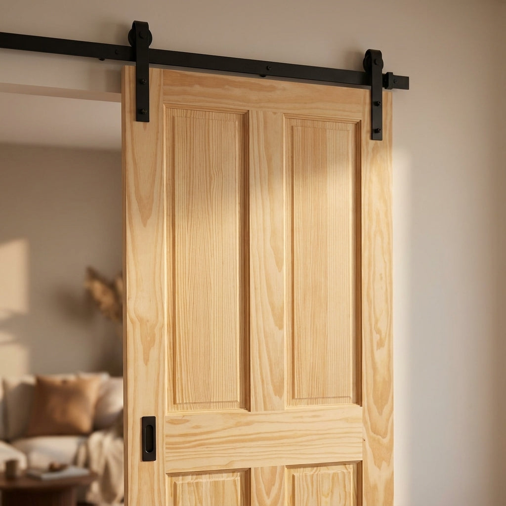 Sliding Internal Clear Pine Door Unfinished 4 Panel Malton Design - detail view