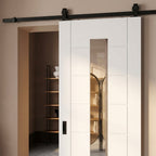 Internal Sliding Door with 1 Light Clear Glass, White Primed, 7 Panel Design - detail view