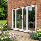 External White Aluminium French Patio Door with Clear Glass and Sidelights