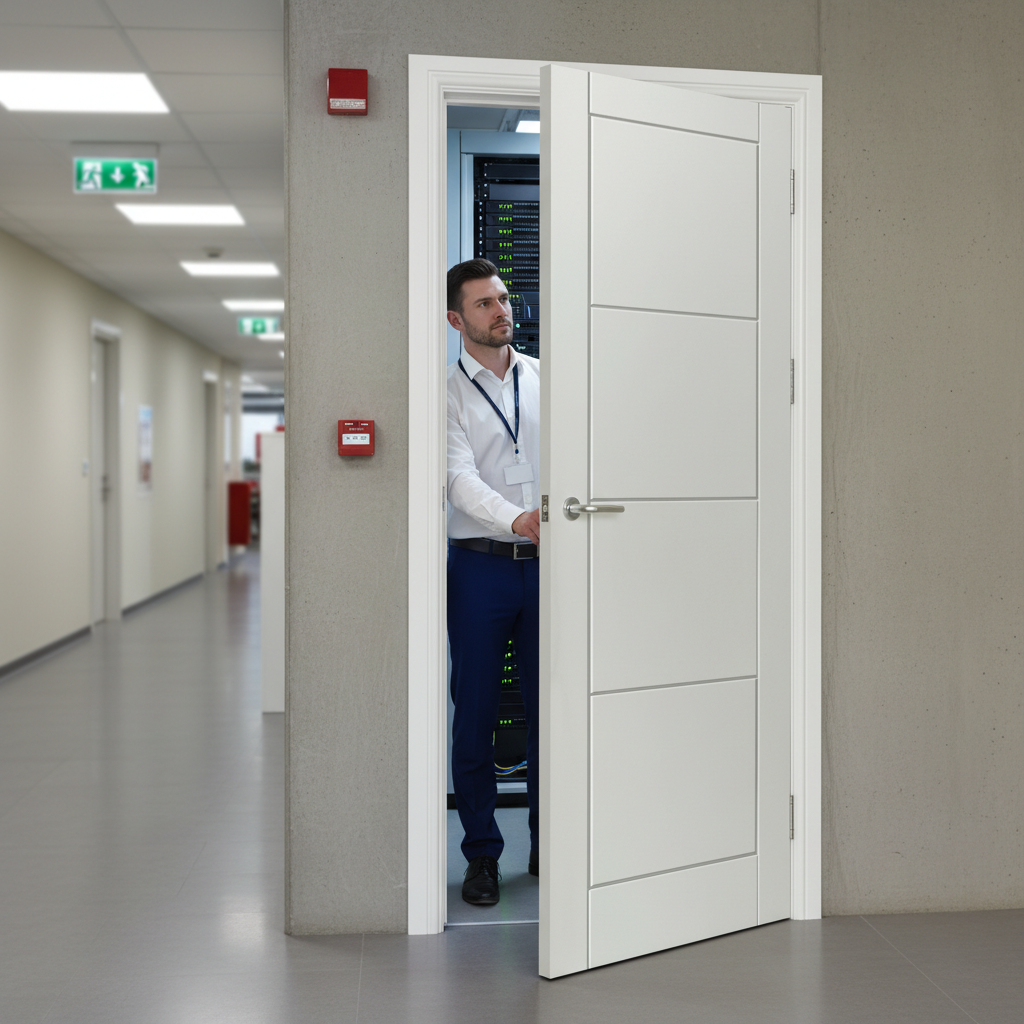 Premium Internal FD30 Fire Door - White Primed Smooth Finish with 30-Minute Fire Rating