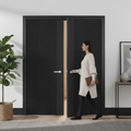 Premium Ash Grey Internal Door Pair with Glazing Panels and Engineered Construction for Modern Interiors