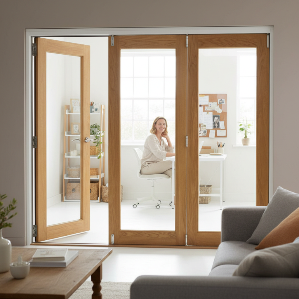 Premium 8ft Internal Oak Folding Bifold Doors with Reversible Configuration and FSC Certification