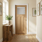 Internal Oak Door Unfinished 1930's Style with 1 Light Obscure Glass