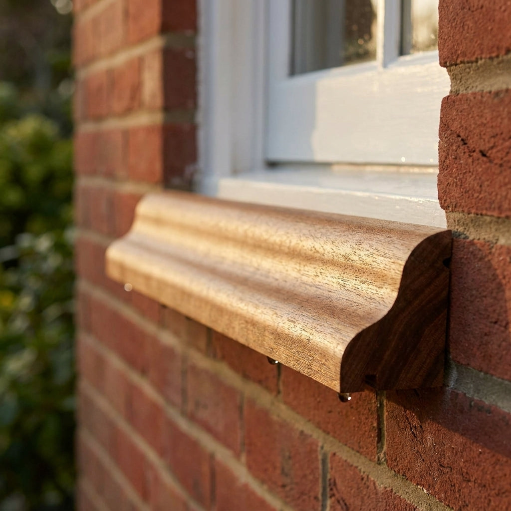 External Hardwood Weather Bar 915mm x 42mm x 48mm, Unfinished Timber - detail view