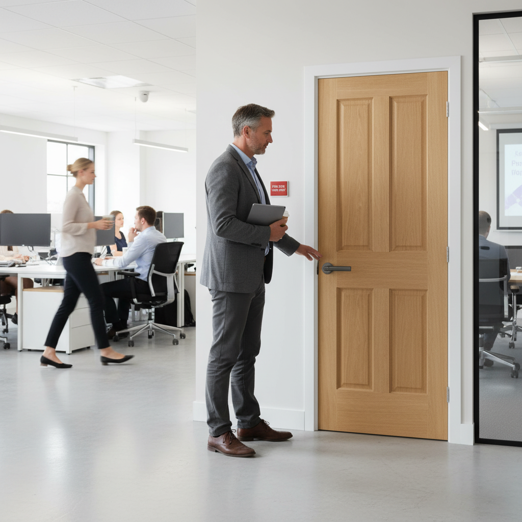 Premium Fully Finished Victorian Made-to-Measure FD30 Fire Door with Real Oak Veneer for Enhanced Safety and Elegance - Image 2