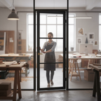 Premium 3L Industrial Style Door with Clear Glass - Solid Core, Prefinished Black, and 10-Year Warranty