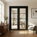 Internal French Door with 4 Light Obscure Glass, Fully Finished, Jet Black
