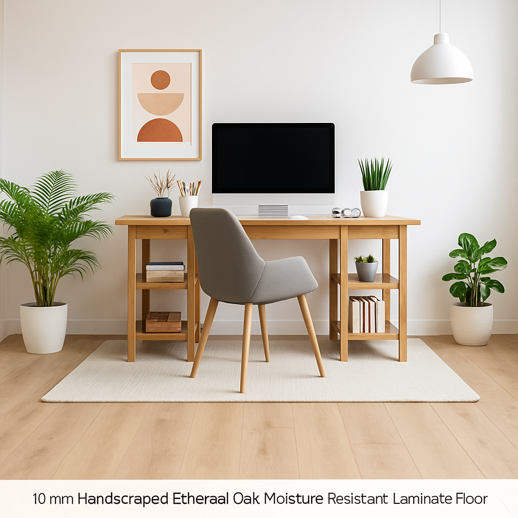 10mm Handscraped Ethereal Oak Moisture Resistant Laminate Flooring