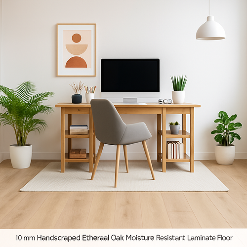 10mm Handscraped Ethereal Oak Moisture Resistant Laminate Flooring