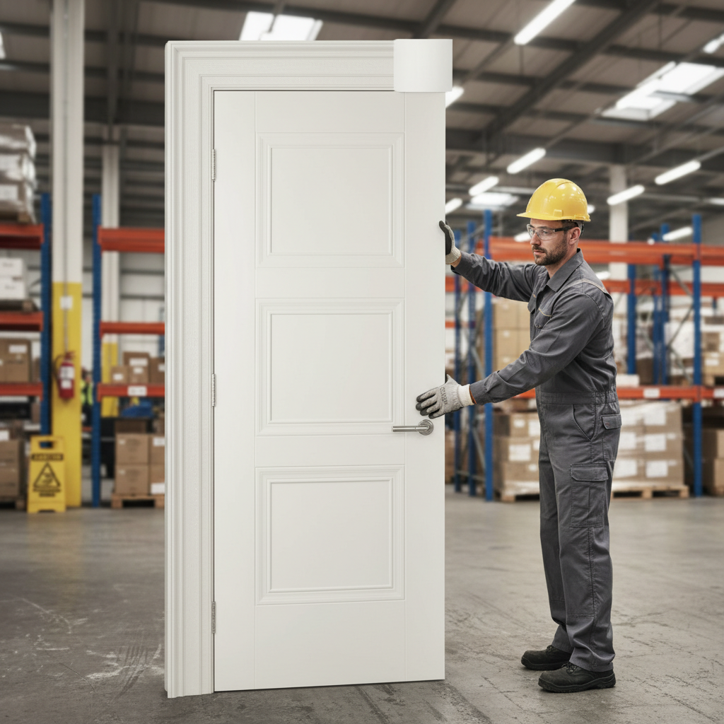 Premium Internal White Primed Fire Door FD30 with Detailed Mouldings and Engineered Construction for Enhanced Safety