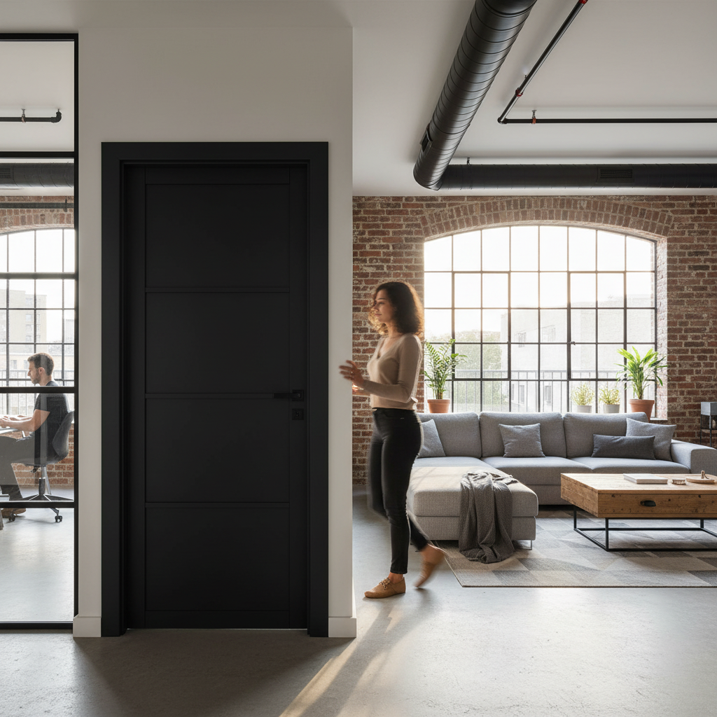 Premium Internal Fully Finished Industrial Studio Door with 4 Panels for Modern Interiors - Image 2