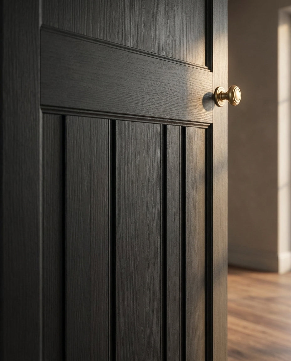 Internal Black FD30 Rated Fully Finished Oak Fire Door, Made-to-Measure - detail view