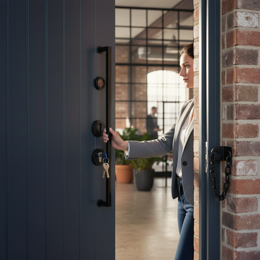 Premium Circular Autolock External Pull Handle Set 900mm - Durable Matt Black Finish for Enhanced Security and Style