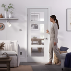 Premium Internal 4 Light Clear Glazed Shaker Door - White Primed, Engineered Construction, and Customizable Sizing Options