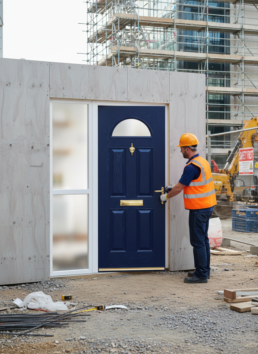 Premium External Glazed Fire Door Set with Sidelight - 30 Minute Fire Resistance, Multipoint Locking System, and Custom Color Options