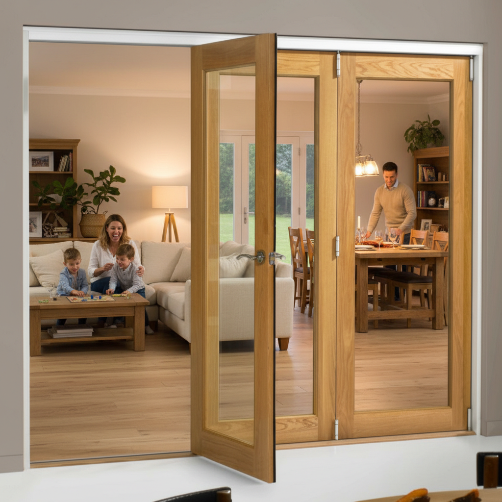 Premium 7ft Internal Folding Bifold Doors - High-Quality Oak with Reversible Design and Pre-Machined Components