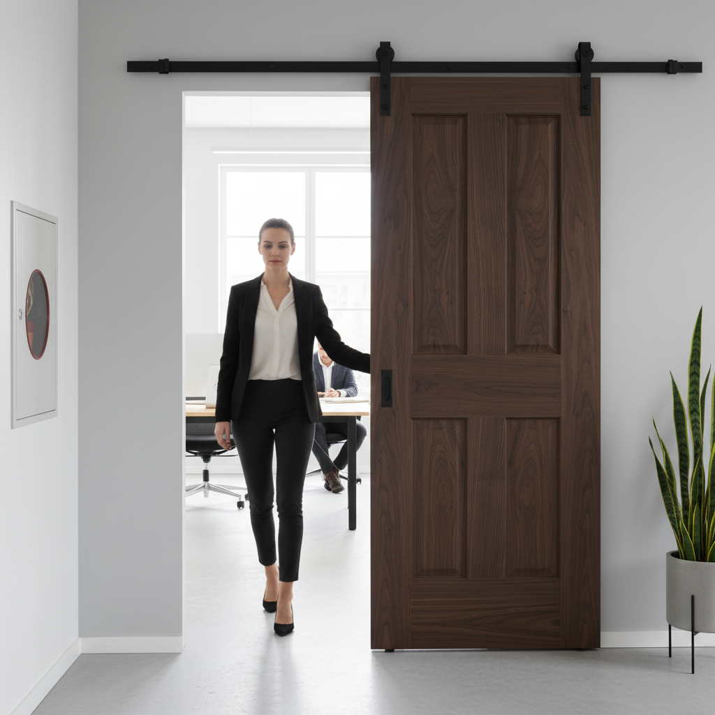 Premium Internal Sliding Door Set with Obscure Glass Panels and Black Steel Track for Modern Interiors