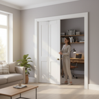 Premium Internal Bi-fold 4 Panel Shaker Door - White Primed for Modern Interiors - Image 2