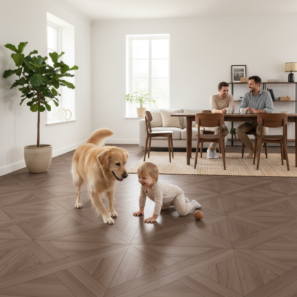 6.5mm Embossed UV Coated Rigid Core Vinyl Flooring with Angle-Tight Click Installation and IXPE Underlay for Comfort -...
