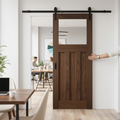 Premium Internal Sliding Door with Clear Glass Panel and Black Steel Track for Modern Elegance