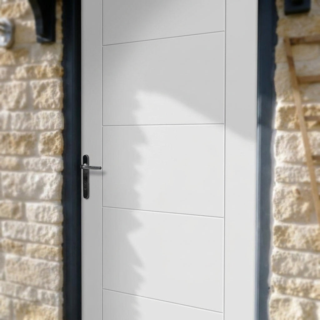 External Solid Composite Parma Door in White Finish - detail view