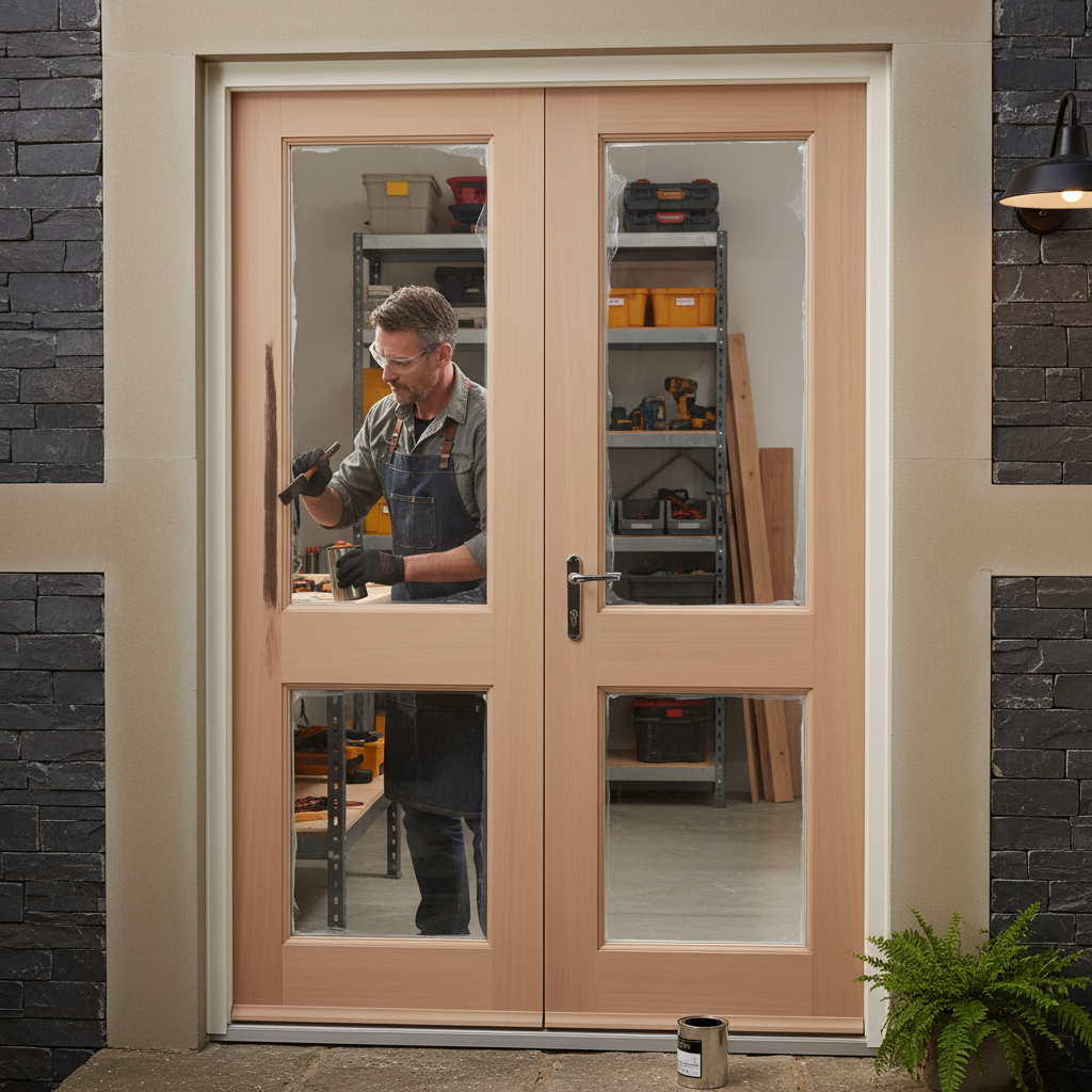 Premium External Unglazed French Doors with Hemlock Material for Elegant Entrances