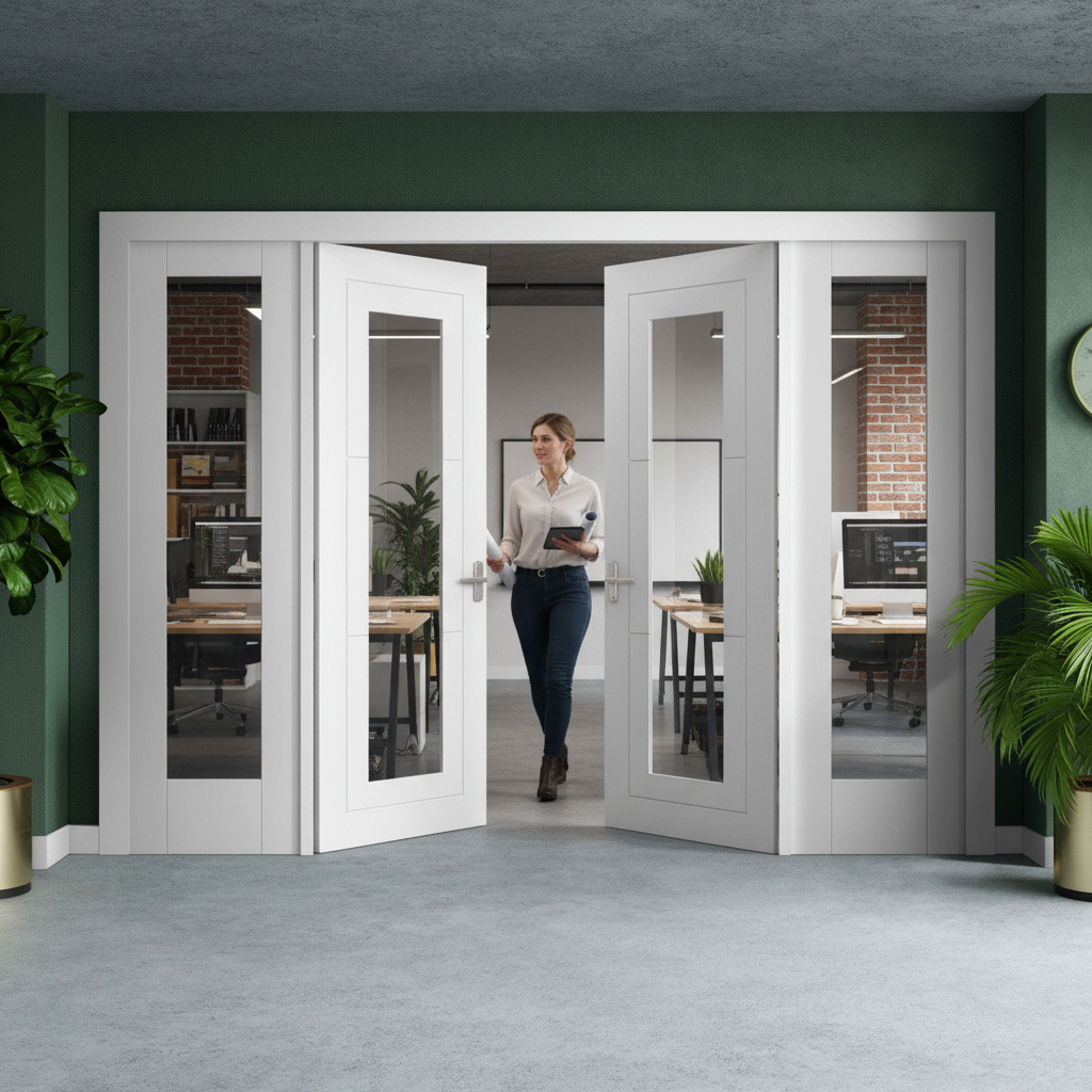 Premium Internal Room Divider Set with Clear Glass Panels - Elegant Temple and Pattern 10 Design for Modern Interiors