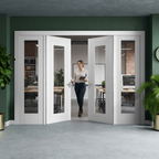 Premium Internal Room Divider Set with Clear Glass Panels - Elegant Temple and Pattern 10 Design for Modern Interiors