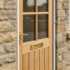 External Oak Door Unfinished with 4 Light Clear Glass Design - detail view