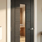 Internal Oak Door Black Fully Finished with 1 Light Clear Glass, Made-to-Measure - detail view