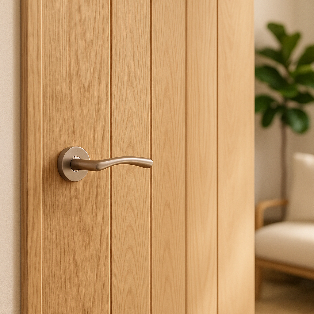 FD30 Fire Door in Unfinished Oak, Made-to-Measure Farley Design - detail view