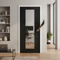 Premium Fully Finished Internal Laminate Ladder Clear Glass Door - Elegant Black Design for Modern Interiors