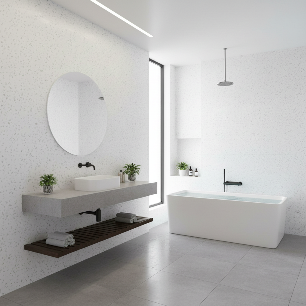 Premium PVC Gloss Waterproof Wall Panelling in White Sparkle Finish - Durable, Mould-Resistant and Easy to Install