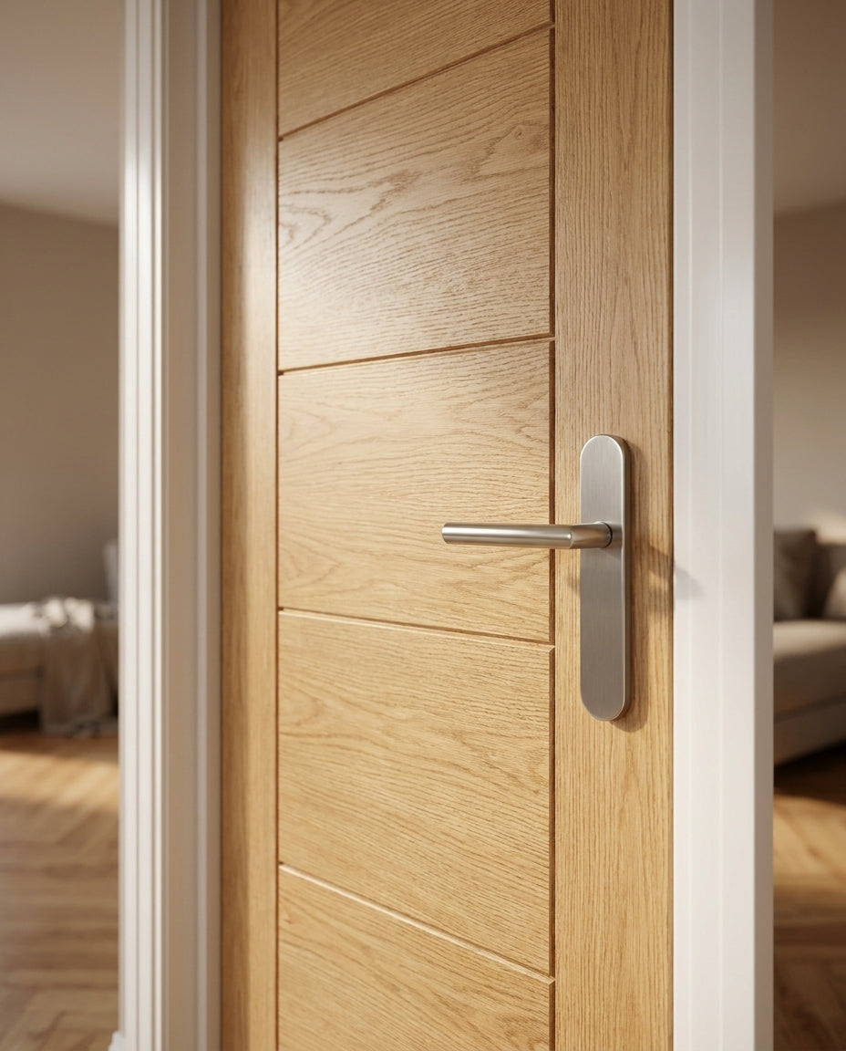 Internal Oak Door Fully Finished Made-to-Measure Solid Engineered Core - detail view