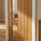 Internal Oak Door Made-to-Measure, Fully Finished with 1 Light Clear Offset Glass - detail view