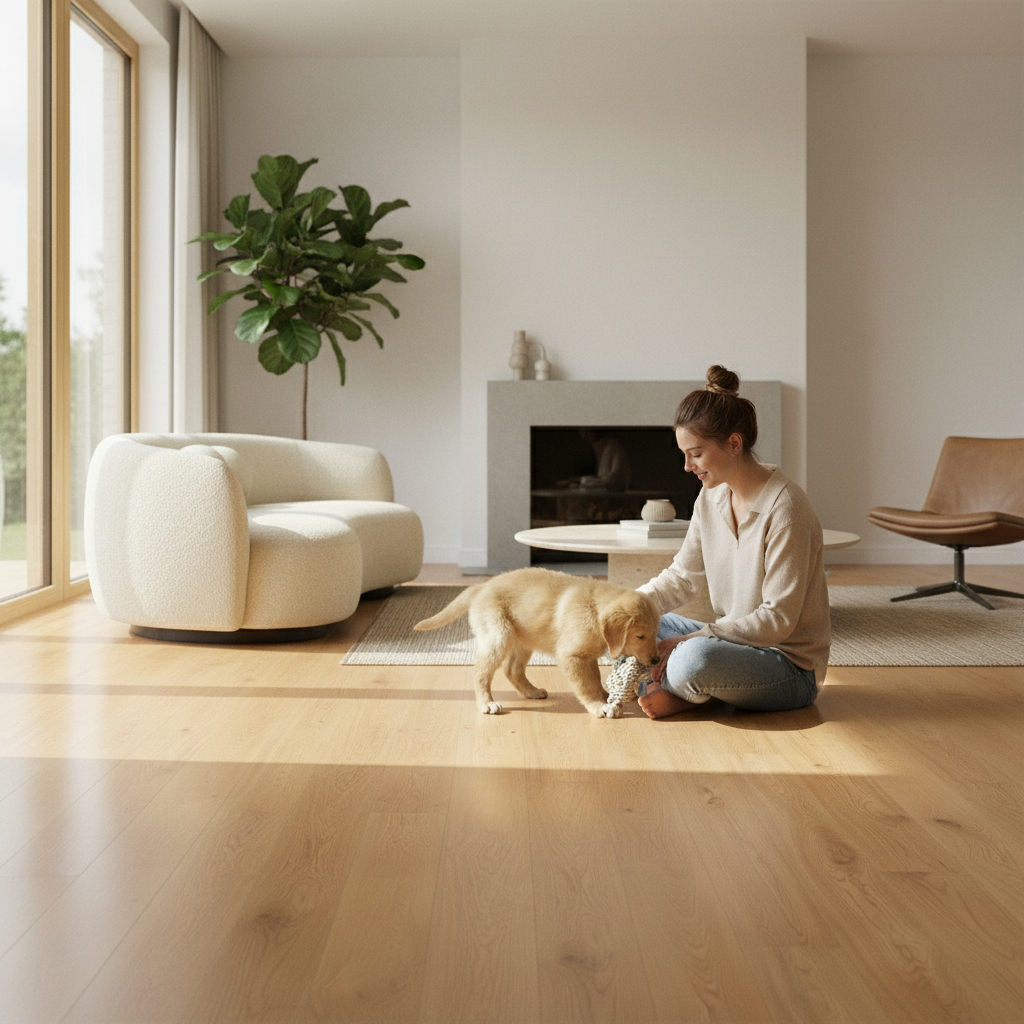 Premium 14mm Wide UV Lacquered Engineered Real Wood Flooring in Natural Oak with Brushed Finish for Timeless Elegance